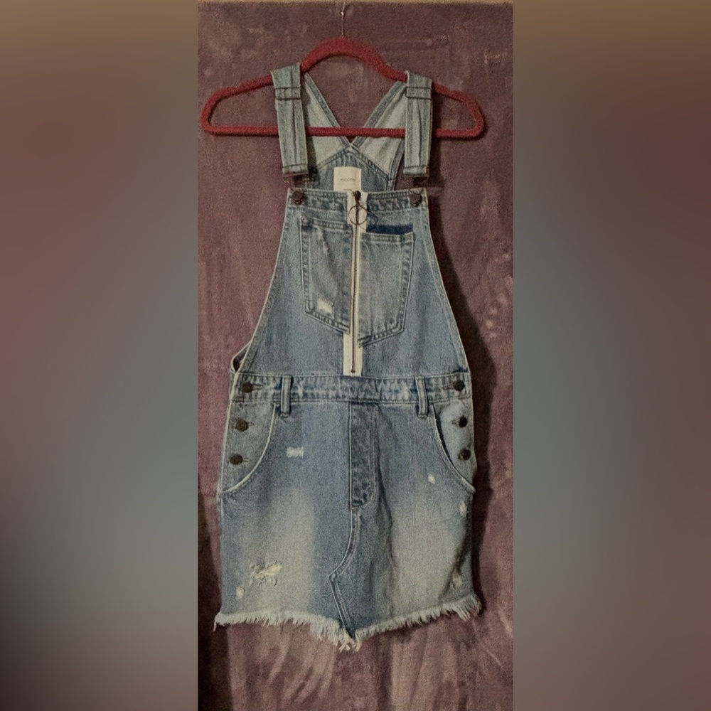 Hidden Denim Dress Overalls Pixie Pinafore Size Medium - Picture 1 of 10